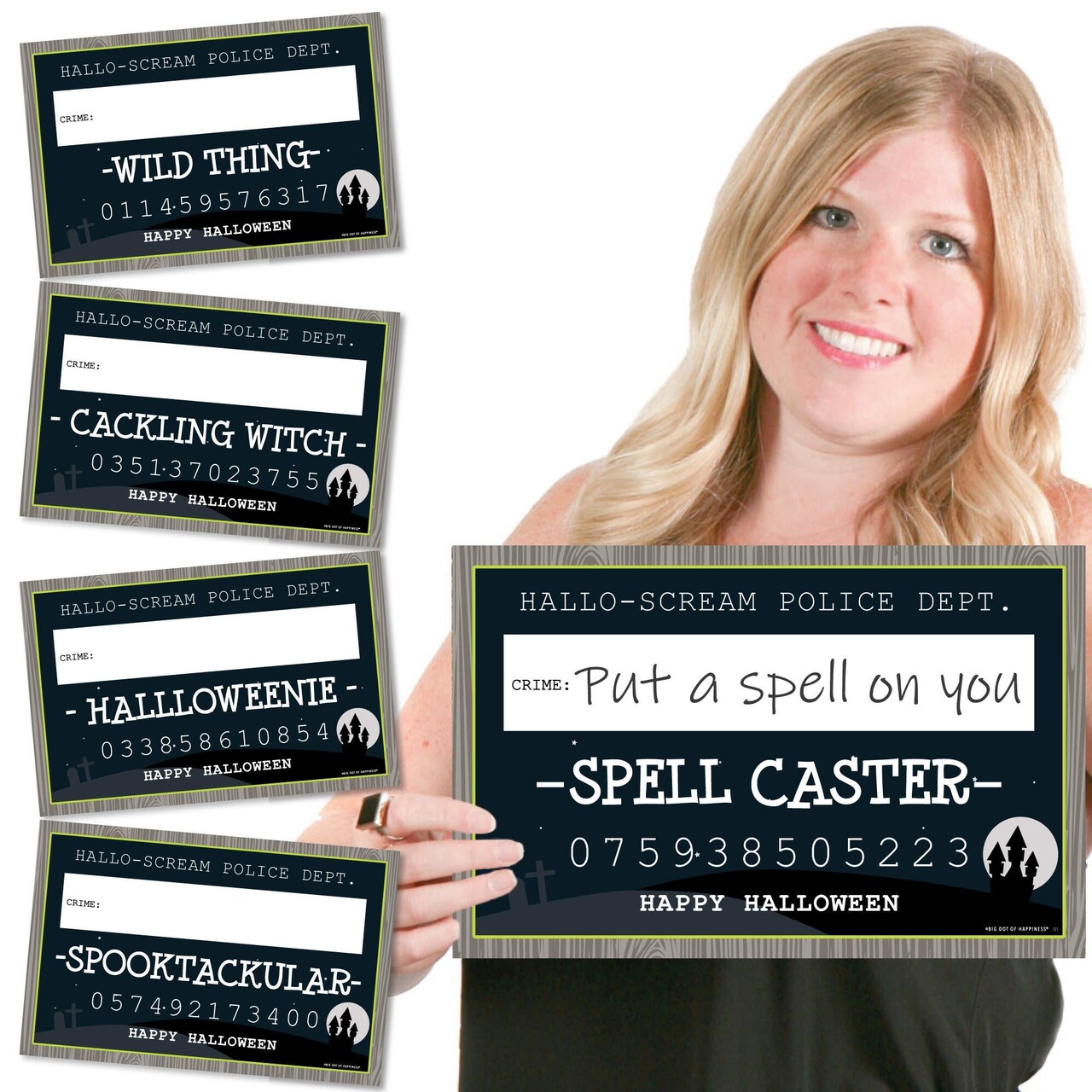 Big Dot of Happiness Trick or Treat - Halloween Party Mug Shots - 20 Piece Photo Booth Props Kit